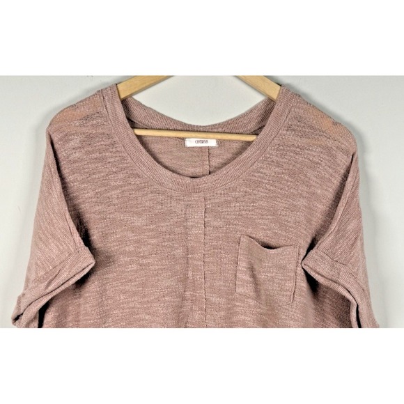 Cherish Women's Oversized Knit Short‎ Sleeve Top Beige Sz S Lagenlook Peasant - Picture 2 of 6
